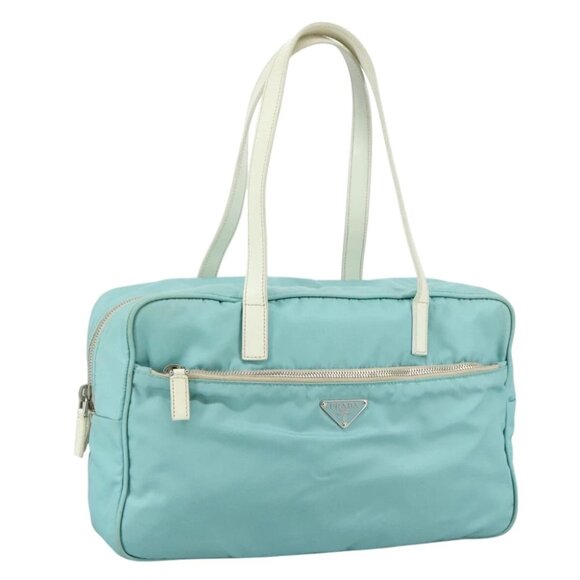 PRADA Shoulder Bag Nylon Light Blue Silver Auth 97798V - Picture 1 of 15